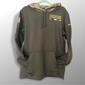 Nike Olive Packers Hoodie with Camo Hood